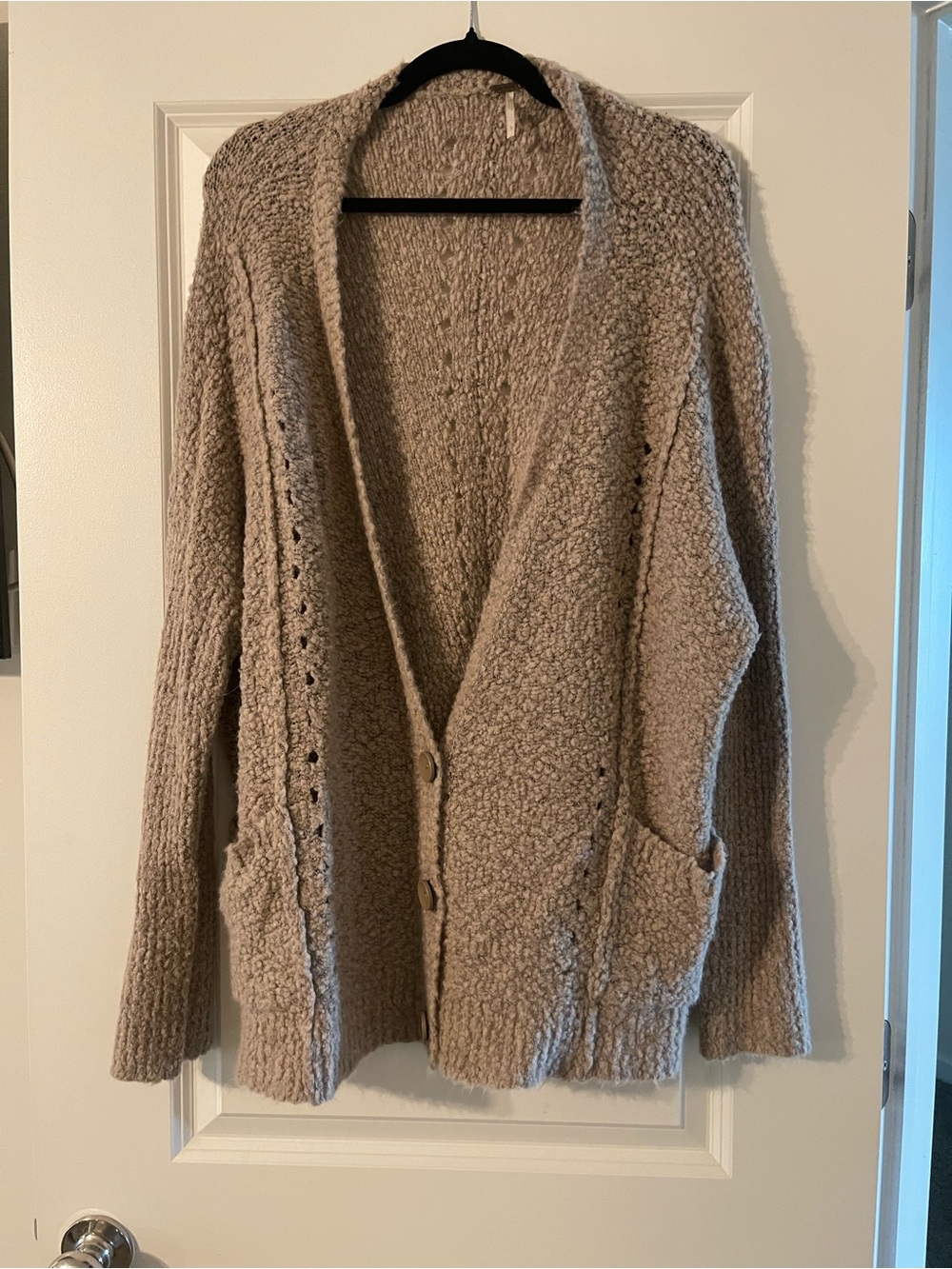 Free People Neutral Taupe Chunky Button-Front Cardigan